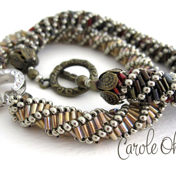 Bugle Twist Bracelet or Necklace Tutorial using Russian Spiral by Carole Ohl