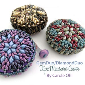 GemDuo or DiamondDuo Beaded Tape Measure Cover Tutorial by Carole Ohl image 1