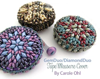 GemDuo or DiamondDuo Beaded Tape Measure Cover Tutorial by Carole Ohl