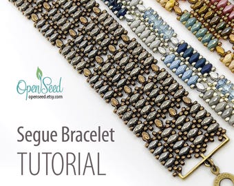 Segue Bracelet DIY Bead Weaving Tutorial for jewelry making with SuperDuos, for one to five-row bracelet or cuff, by Carole Ohl