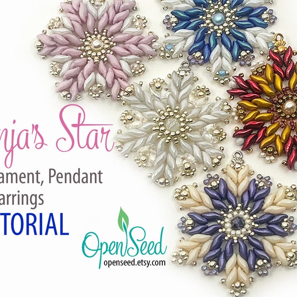 Sonja's Star DIY mini beaded Snowflake with Wave Beads Ornament, Pendant or Earrings Tutorial by Carole Ohl