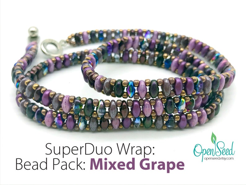 Super Duo Easy Bead Weaving 3-Wrap Bracelet Bead Packs for DIY bead weaving by Carole Ohl, Tutorial sold separately Grape