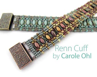 Renn Cuff with Irisduo Beads Beadweaving Tutorial by Carole Ohl