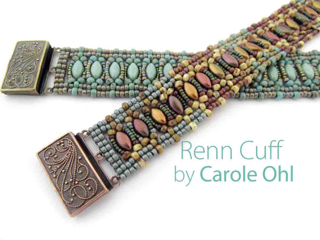 Renn Cuff with Irisduo Beads Beadweaving Tutorial by Carole Ohl