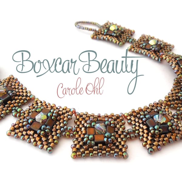Boxcar Beauty Perlenweberei Armband Anleitung von Carole Ohl mit Delicas und Kristallen