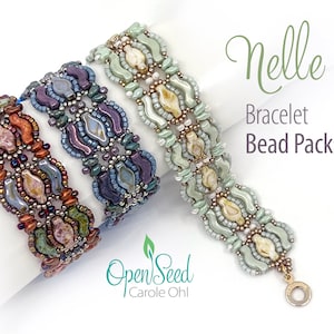 Nelle Bracelet Bead Pack with Bridge, Navette, Superduos, cylinder beads by Carole Ohl, Tutorial sold separately