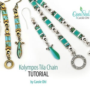 Kolympos Chain Bracelet and Earrings with Tila Beads and Cymbal Endings, Beginner Tutorial by Carole Ohl