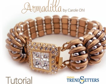 Armadilla Beaded Bracelet Tutorial featuring Crescent Beads by Carole Ohl