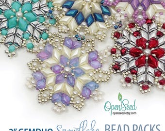GEMDUO (2-inch) Snowflake Ornament/Pendant Bead Pack by Carole Ohl, tutorial sold separately