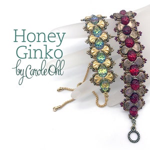 Honey Ginko Beaded Bracelet or Wristlet Beadweaving Tutorial by Carole Ohl