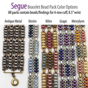 Puede incluir: Cinco opciones de color diferentes para un paquete de cuentas de brazalete de 4 filas. Los colores son Metal Antiguo, Denim, Kilim, Uva y Merrylynn. Cada paquete contiene cuentas y hallazgos para una mu&ntilde;eca de 8,5 pulgadas.