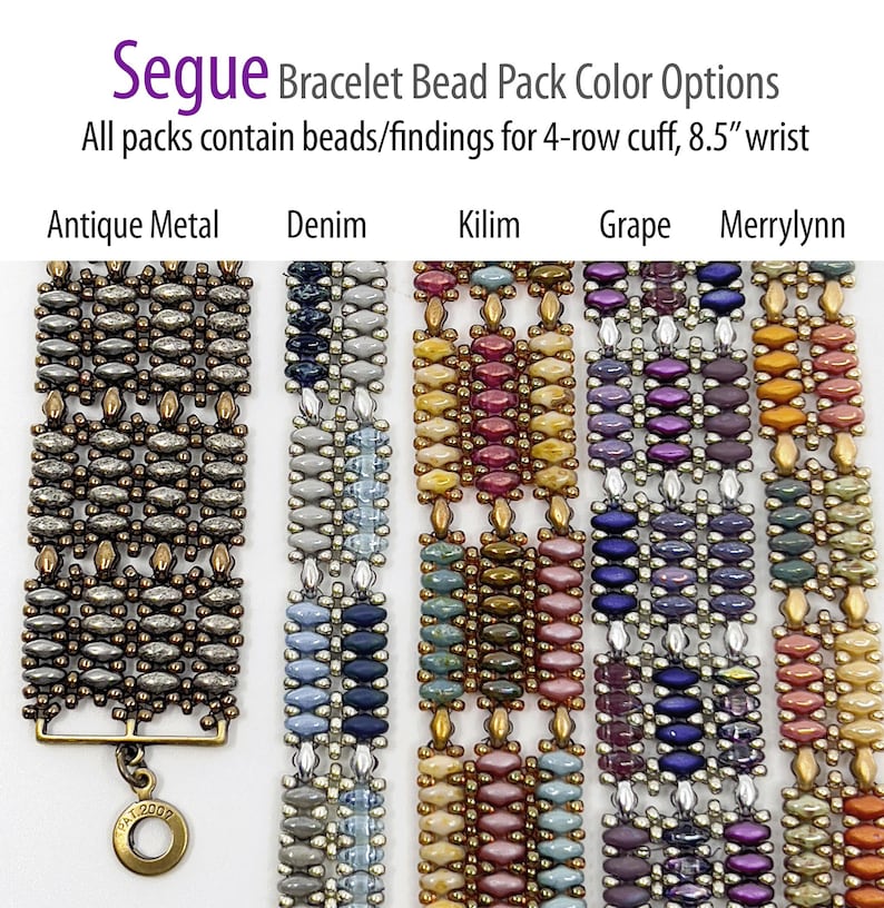 Puede incluir: Cinco opciones de color diferentes para un paquete de cuentas de brazalete de 4 filas. Los colores son Metal Antiguo, Denim, Kilim, Uva y Merrylynn. Cada paquete contiene cuentas y hallazgos para una mu&ntilde;eca de 8,5 pulgadas.