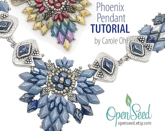 Phoenix Pendant Beadweaving Tutorial, Cymbal Kipos II & Adamas Beads (PDF Pattern)