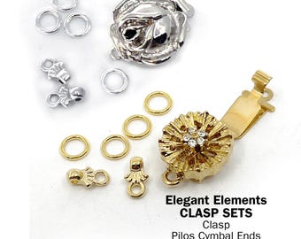 Elegant Elements Clasp Sets with Jump Rings, Cymbal Ends
