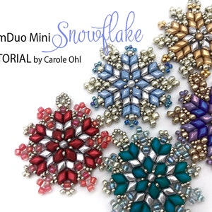 GemDuo Mini Snowflake Beaded Ornament, Pendant or Earrings Tutorial by Carole Ohl