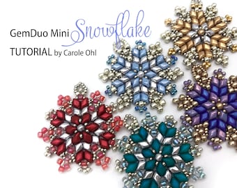 GemDuo Mini Snowflake Beaded Ornament, Pendant or Earrings Tutorial by Carole Ohl