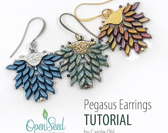 Beaded Pegasus Earrings PDF Tutorial by Carole Ohl