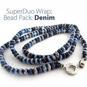 Super Duo Easy Bead Weaving 3-Wrap Bracelet Bead Packs for DIY bead weaving by Carole Ohl, Tutorial sold separately Denim Mix