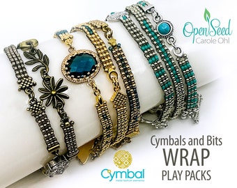 Cymbals and Bits Wrap Bracelet Bead Play Pack, seed beads, Cymbal ends and connectors, tutorial sold separately by Carole Ohl