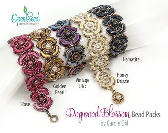 Dogwood Blossom Beaded Bracelet Bead Packs by Carole Ohl, Tutorial sold separately