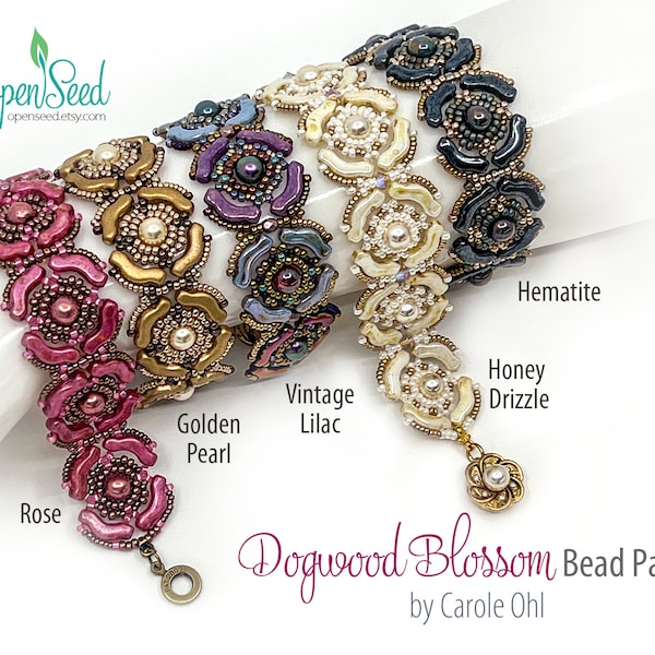 Dogwood Blossom Beaded Bracelet Bead Packs by Carole Ohl, Tutorial sold separately