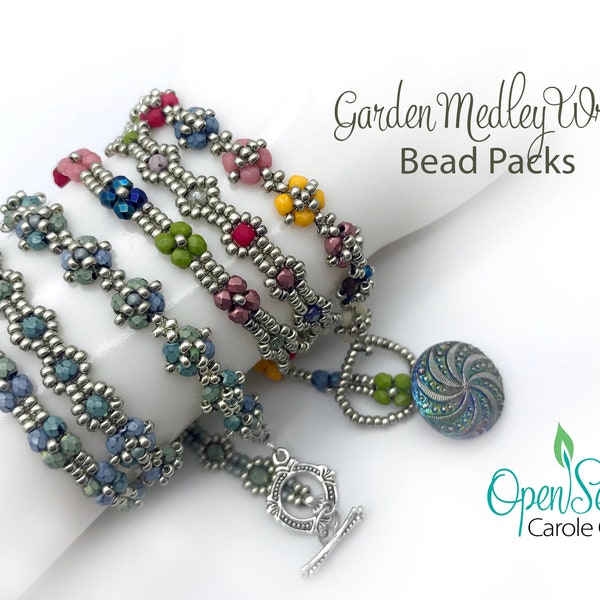 Garden Medley Wrap Bead Pack, Three Beadweaving designs in one wrap, by Carole Ohl, Tutorial sold separately