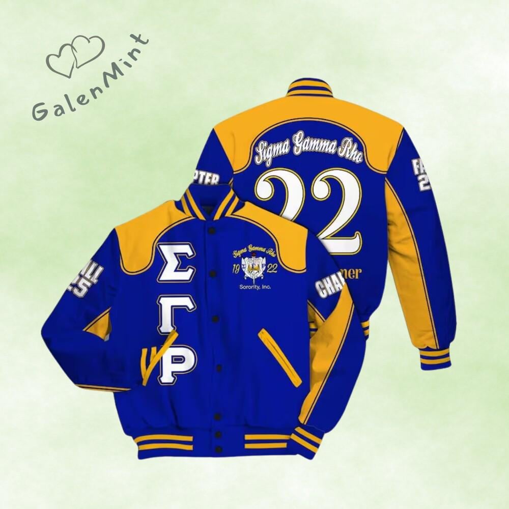 Discover Ireishprint Sigma Gamma Rho Varsity Jacket, Gold Racing Style 1922 Sorority Jacket