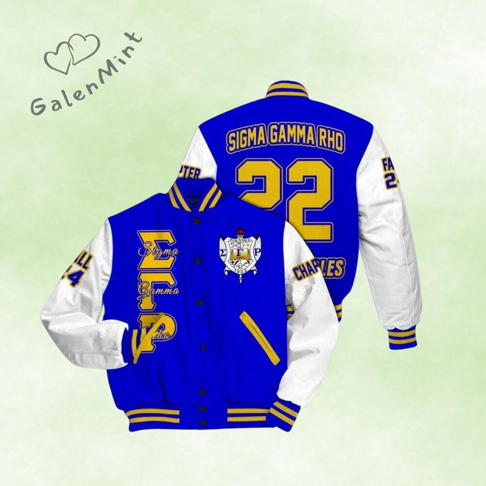 Discover Ireishprint Sigma Gamma Rho Varsity Jacket, Royal Blue Mix White 1922