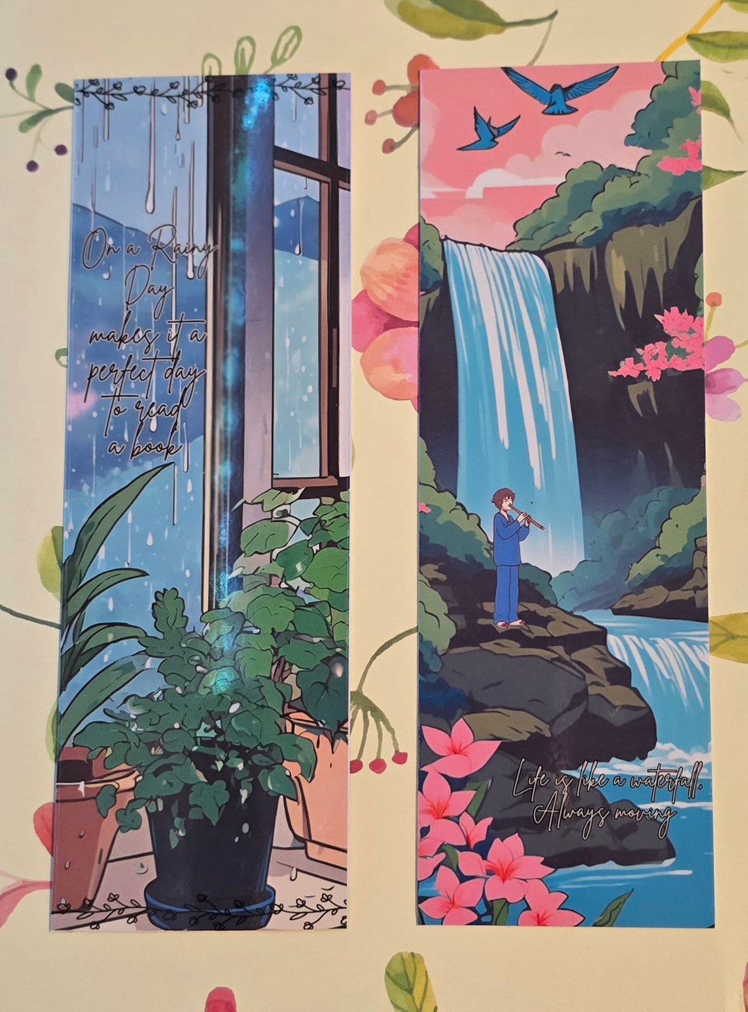 Raining in the Front, Waterfall on the Back Bookmark - Etsy