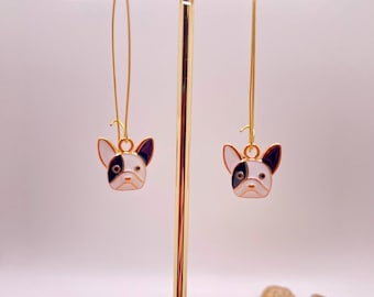 French Bulldog Earrings, Enamel Frenchie, Dog Lover Gift