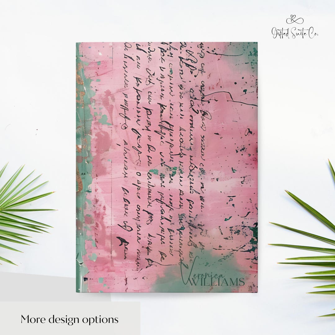 Personalized Pink & Green Vintage Script Journal - Etsy