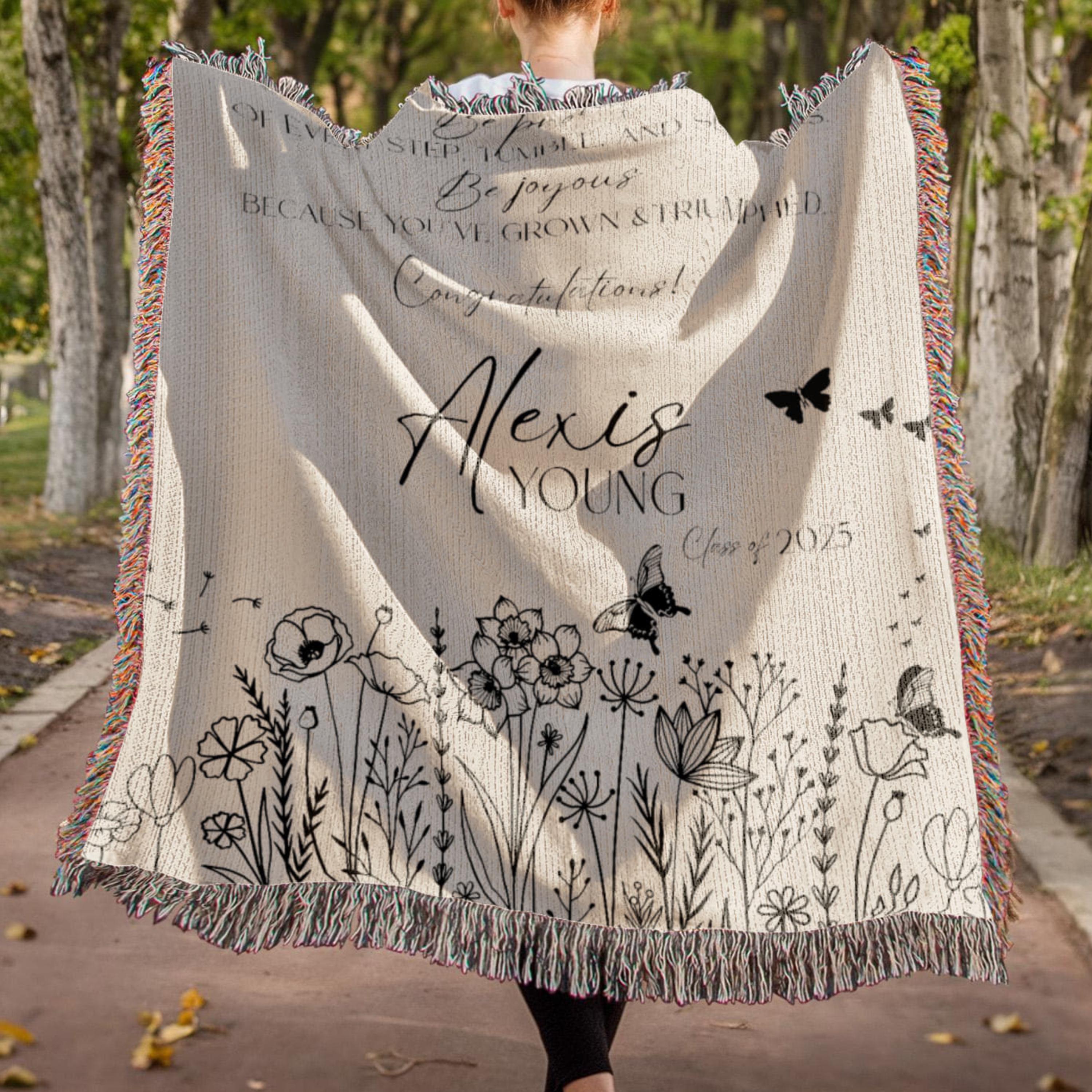 Spring Graduation Linen Custom Graduation Blanket - Woven Heirloom - Etsy