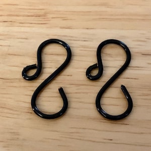 Handmade BLACK ornament hooks 1&quot; black ornament hooks 16g wire (heavy duty)