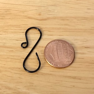 Handmade BLACK ornament hooks 1.25&quot; black ornament hooks 18g wire (heavy duty)