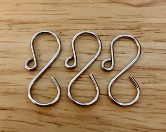 Handmade SILVER mini ornament hooks, silver hooks, silver hangers