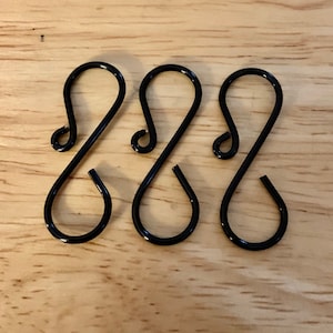 Handmade BLACK ornament hooks 1.25&quot; black ornament hooks 16g wire (heavy duty)