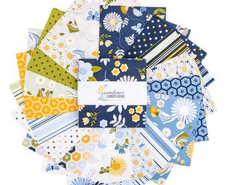 Riley Blake Designs Sunshine & Dandelions 5 inch Stacker Precut Pack by Traci Reed