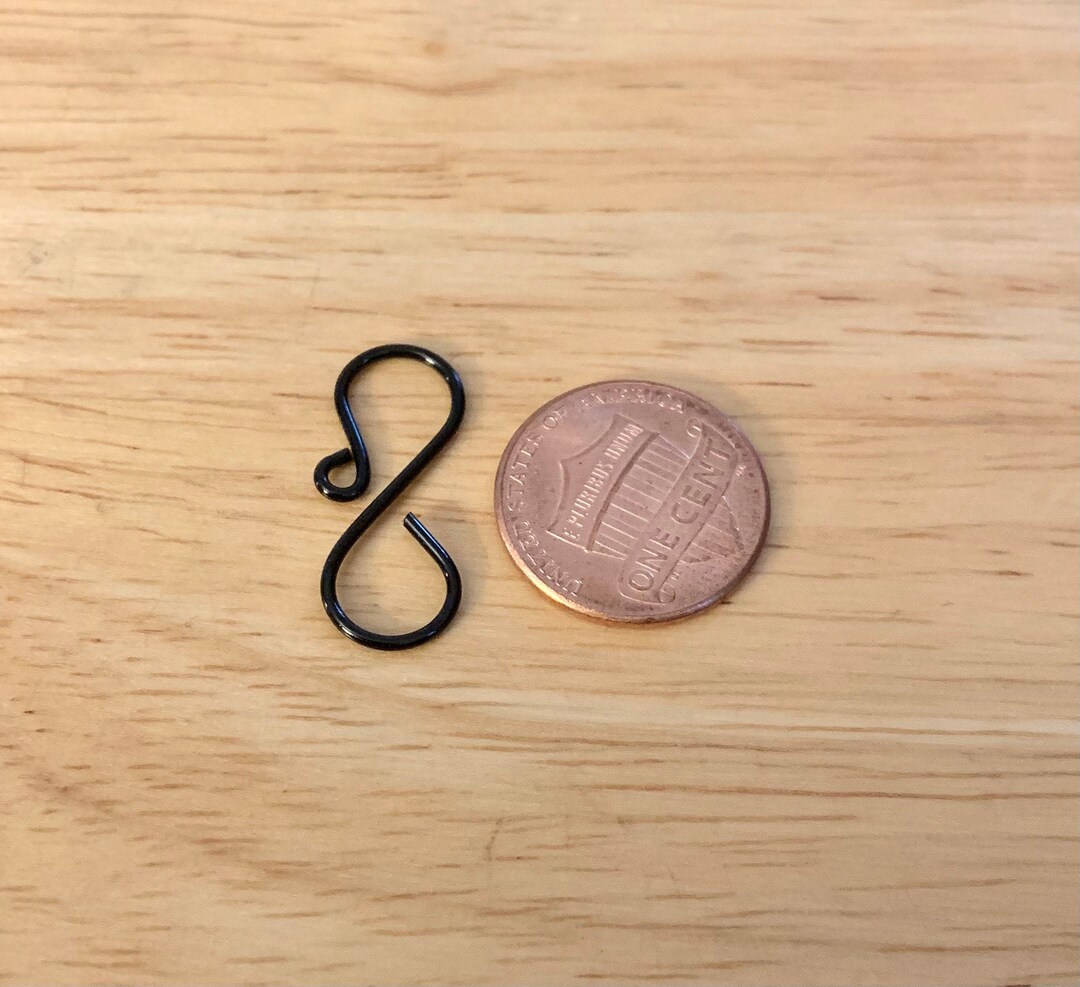 Handmade Mini BLACK Ornament Hooks, Black Ornament Hanger, 18g 1 Inch