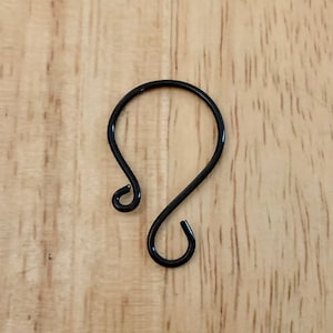 Handmade BLACK ornament hooks 1.25&quot; black ornament hooks 16g wire (heavy duty)