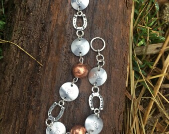 Hammered Horse Bracelet, Running Horse Bracelet, Silver and Copper Horse Bracelet