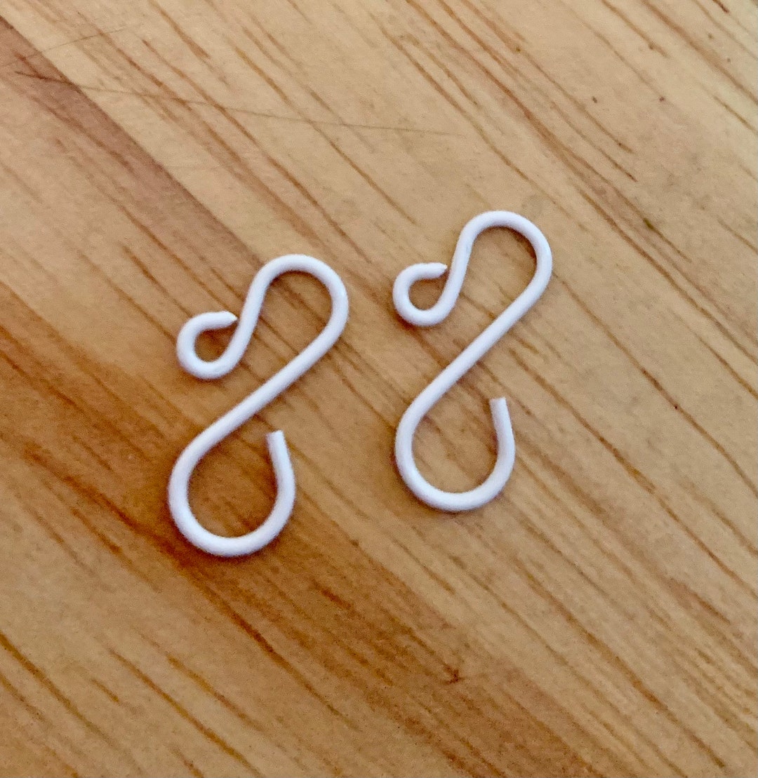 Handmade Mini WHITE Ornament Hooks, 18 Gauge Wire Hooks 0.75 Inches Long Mini Ornament Hooks