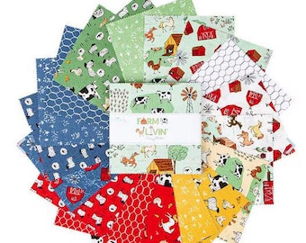 Riley Blake Designs Farm Livin 5 inch Stacker, farm themed fabric by Diane Labombarbe