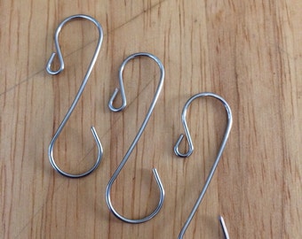 Handmade SILVER ornament hooks 1.25" silver ornament hooks 18g wire (heavy duty)