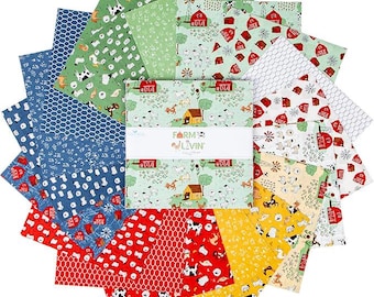 Riley Blake Designs Farm Livin 10 inch Stacker, farm themed fabric by Diane Labombarbe
