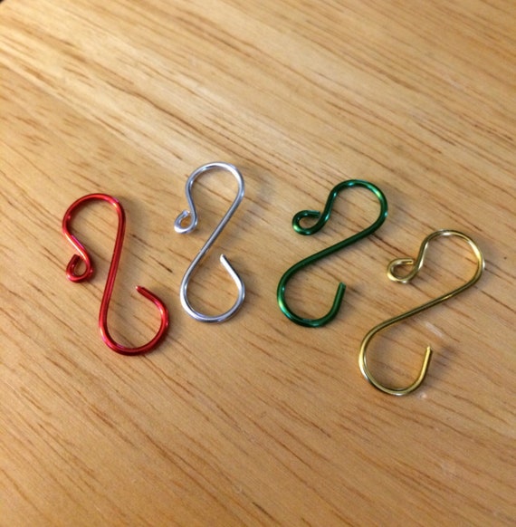 Handmade Mini Red, Green, Silver, and Gold Christmas Ornament Hooks, Small  Tree Hooks, Mini Tree Hooks Made With 18 Gauge Wire 