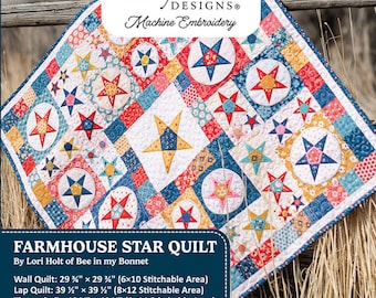 Americana - Farmhouse Star Quilt - Machine Embroidery USB