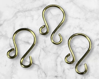 Ganchos decorativos artesanales de alambre de calibre 18 – 1,9 cm de largo, latón dorado