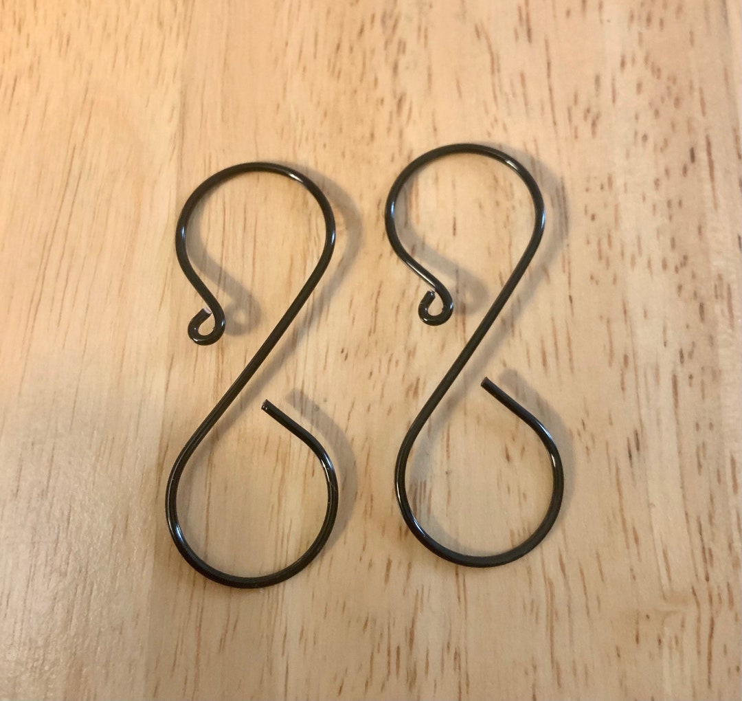 Handmade Large Ornament Hooks 2, BLACK Ornament Hooks heavy Duty