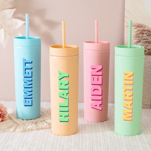 Personalized Tumblers with Lid and Straw, Custom Skinny Tumbler, Bachelorette Party, Wedding Party Water Glass Gifts, Bridesmaid Tumbler