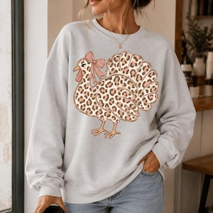 Leopard Turkey PNG, Pink Bow Thanksgiving PNG, Coquette Turkey Sublimation Design, Fall Shirt Graphic, Cute Thanksgiving Digital Download